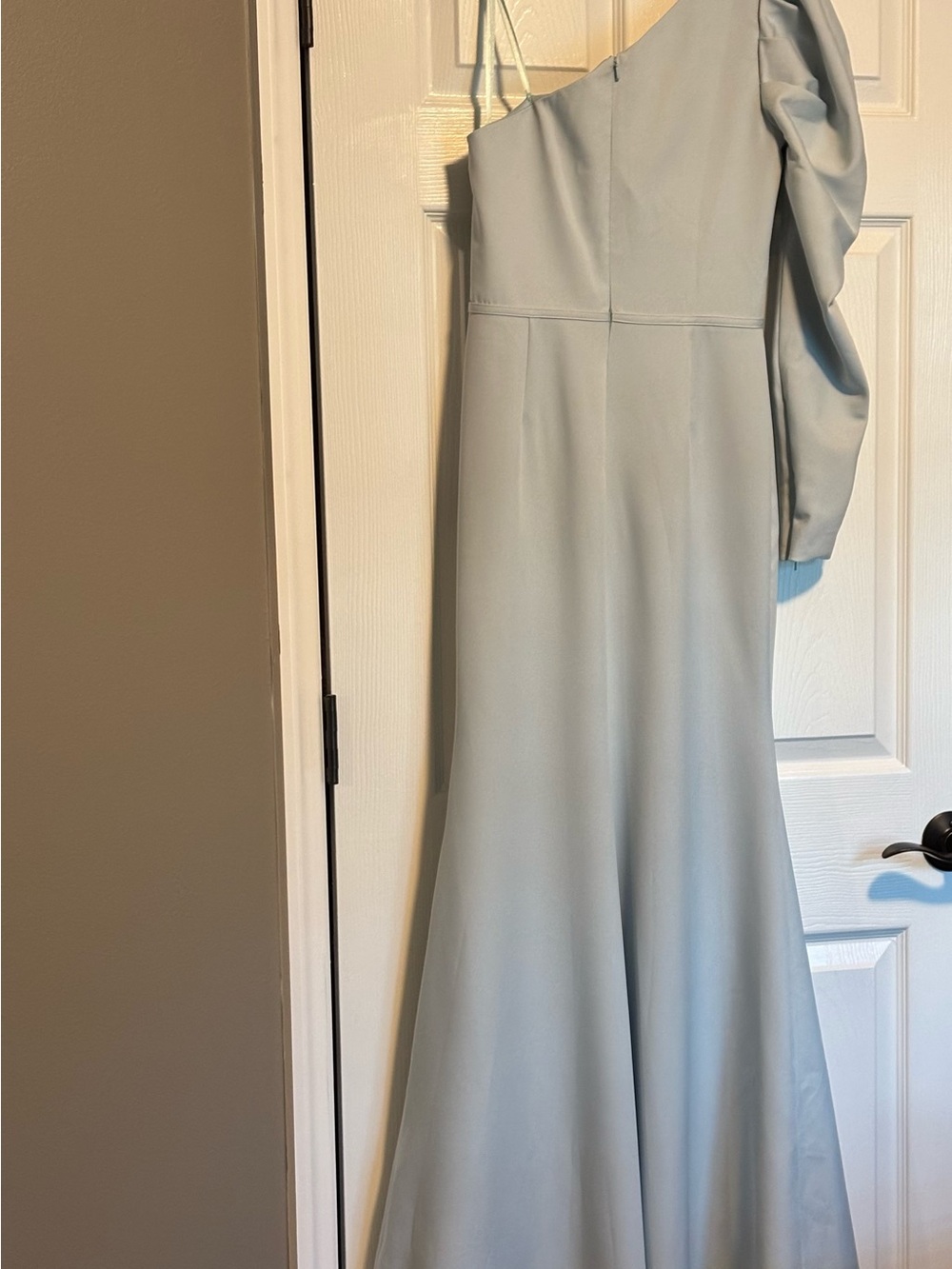 Mac Duggal One-Shoulder Light Blue Evening Gown - Picture 12 of 16